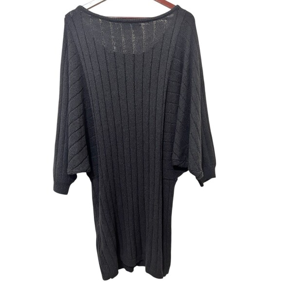 FP BEACH Black Ribbed Knit Sweater Dress Beach Cover-Up Dolman Sleeve Boho Large - Picture 2 of 8